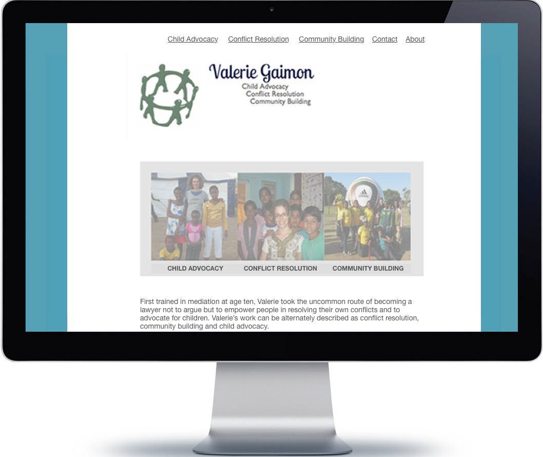 ValerieGaimon.com homepage on desktop screen